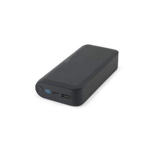 black BECKER 20. Batería externa de 20 000 mAh en ABS reciclado (100 % rABS) con cargador inalámbrico ultrarrápido de 15 W
