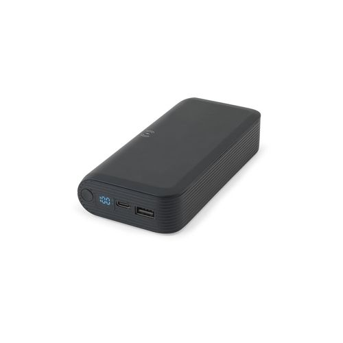 BECKER 20. Batería externa de 20 000 mAh en ABS reciclado (100 % rABS) con cargador inalámbrico ultrarrápido de 15 W
