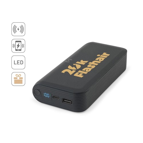 BECKER 20. BATERÍA EXTERNA DE 20 000 MAH EN ABS RECICLADO (100 % RABS) CON CARGADOR INALÁMBRICO ULTRARRÁPIDO DE 15 W