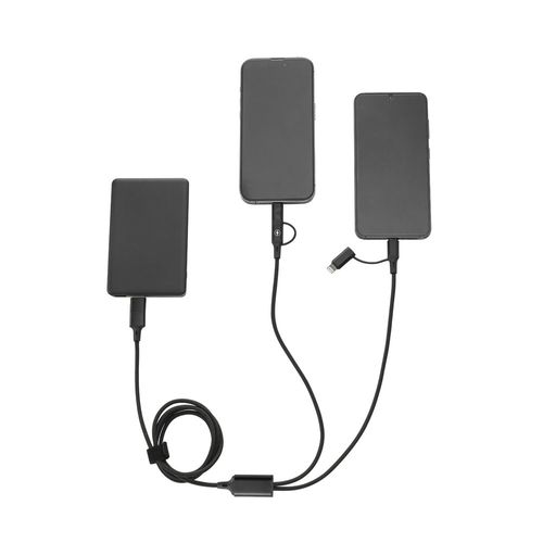black BERTOZZI. Cable USB súper rápido 6 en 1 de aluminio y PET reciclado