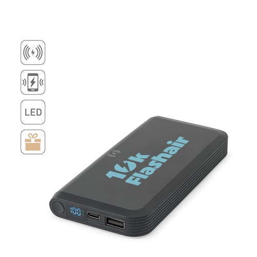 BECKER 10. BATERÍA EXTERNA DE 10 000 MAH EN ABS RECICLADO (100 % RABS) CON CARGADOR INALÁMBRICO ULTRARRÁPIDO DE 15 W