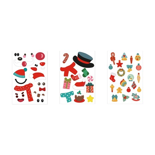 white GLIMN. Set compuesto por seis láminas con figuras navideñas y tres láminas de pegatinas