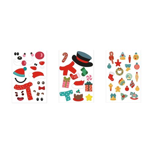 white GLIMN. Set compuesto por seis láminas con figuras navideñas y tres láminas de pegatinas