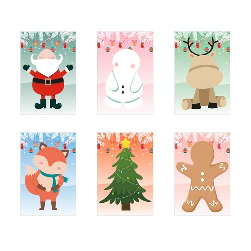 white GLIMN. Set compuesto por seis láminas con figuras navideñas y tres láminas de pegatinas