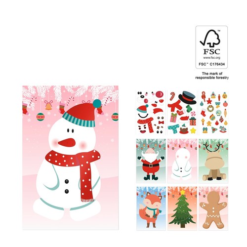 GLIMN. Set de six feuilles avec figurines de Noël et 3 feuilles d'autocollants, RIONDET SERIPUB, EYBENS