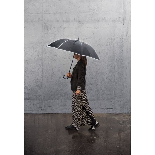 black FINNLEY. Paraguas de 68 cm de poliéster reciclado (100 % rPET) pongee 190T, resistente al viento