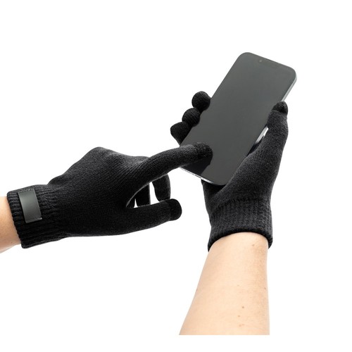 black BURROW. Guantes de poliéster reciclado (100 % rPET) con puntas táctiles