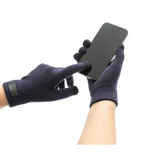 azul marino BURROW. Guantes de poliéster reciclado (100 % rPET) con puntas táctiles