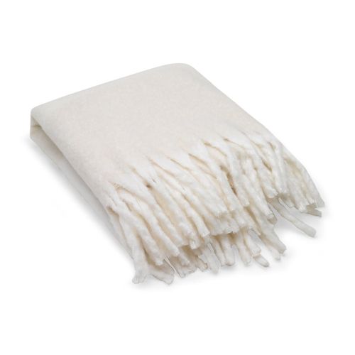 beis COMFY. Manta de poliéster reciclado (100 % rPET) (300 g/m²), con tacto de mohair
