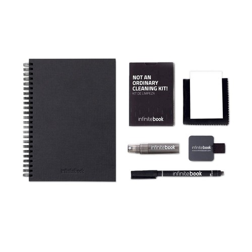 STARTER KIT INFINITEBOOK A5 PLANNER TEXTURE. Kit comprenant un « Infinitebook » à couverture rigide, 1 kit de nettoyage, 1 marqueur et 1 porte-stylo à bille - 5