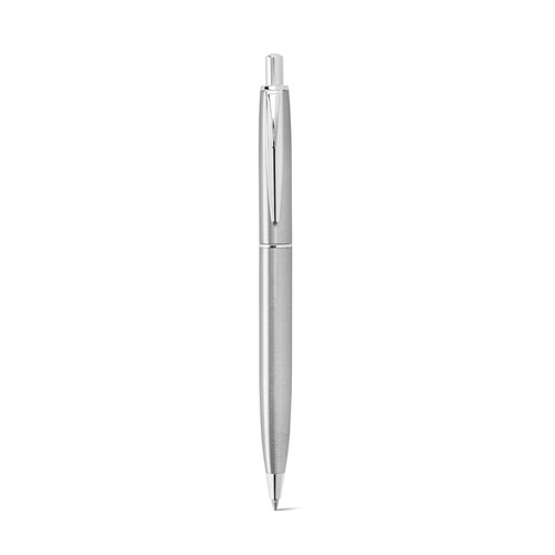 plateado DOOLI. Bolígrafo de acero inoxidable (53% reciclado), con cuerpo brillante