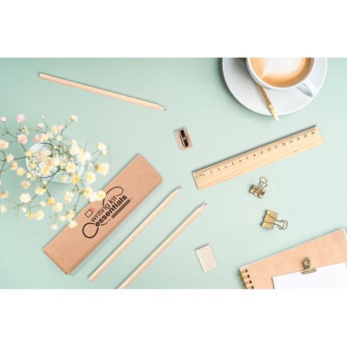 GEOFFREY. Set d'écriture polyvalent composé d'un crayon, d'un taille-crayon, d'une gomme et d'une règle - 4