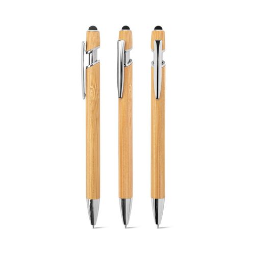 NEIL BAMBOO. Stylo à bille en bambou avec détails en aluminium chromé - 1