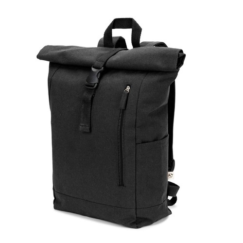 black SAINT. Mochila enrollable de algodón reciclado y poliéster reciclado (380 g/m²)