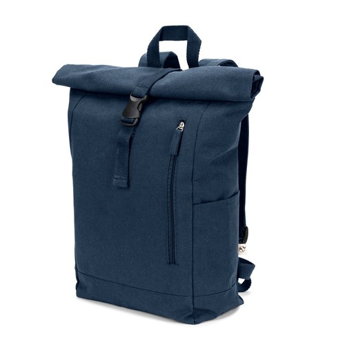 blue SAINT. Mochila enrollable de algodón reciclado y poliéster reciclado (380 g/m²)
