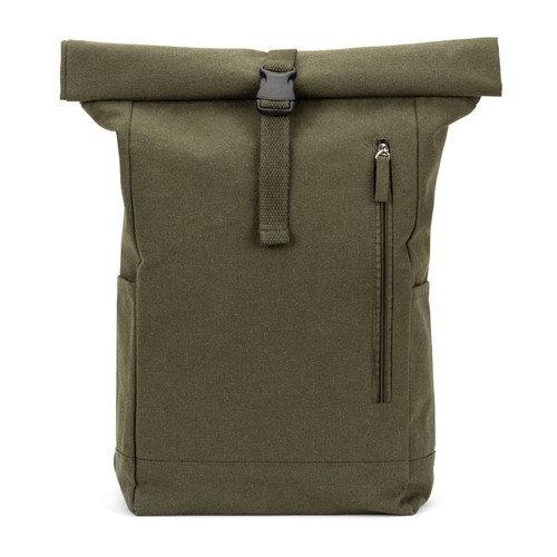 verde oscuro SAINT. Mochila enrollable de algodón reciclado y poliéster reciclado (380 g/m²)