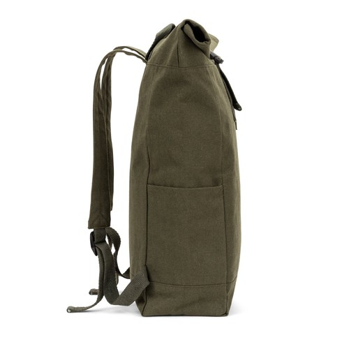 verde oscuro SAINT. Mochila enrollable de algodón reciclado y poliéster reciclado (380 g/m²)