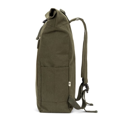 verde oscuro SAINT. Mochila enrollable de algodón reciclado y poliéster reciclado (380 g/m²)