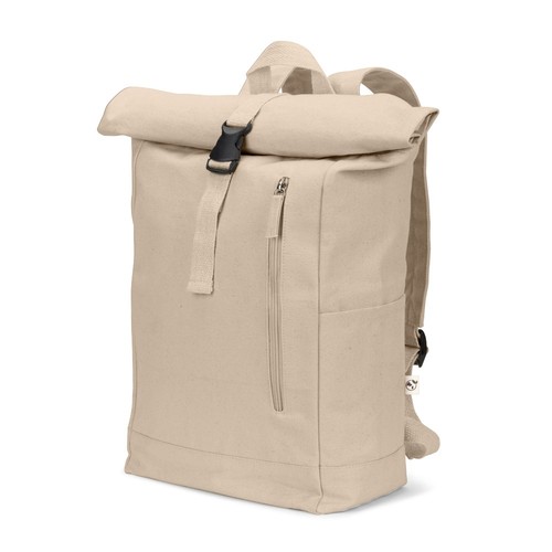 natural SAINT. Mochila enrollable de algodón reciclado y poliéster reciclado (380 g/m²)