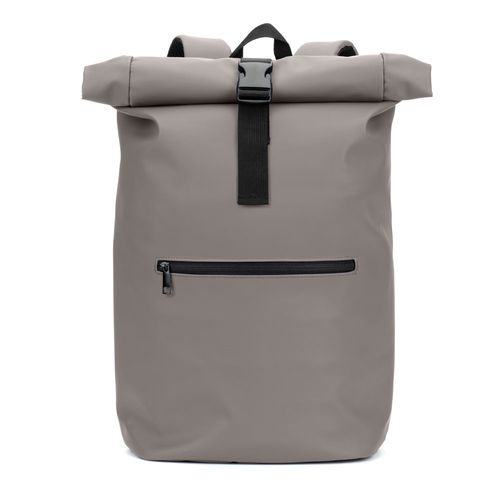 gray PORTLAND. Mochila enrollable de PU con bolsillo para portátil de 16