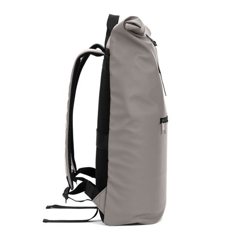 gray PORTLAND. Mochila enrollable de PU con bolsillo para portátil de 16