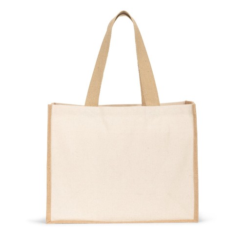 HELSINQUE. Bolsa de lona (320 g/m²), con fondo y laterales en yute laminado (350 g/m²) en tonos naturales