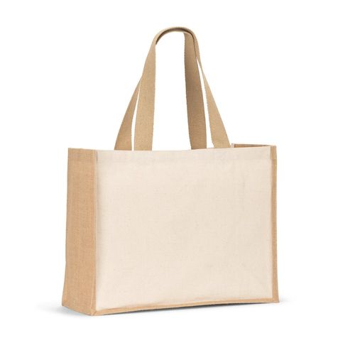 HELSINQUE. Sac en toile (320 g/m²), avec fond et côtés en jute laminé (350 g/m²) dans des tons naturels - 2