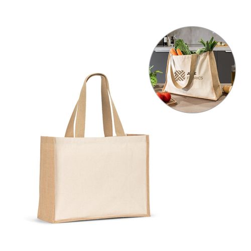 HELSINQUE. Sac en toile (320 g/m²), avec fond et côtés en jute laminé (350 g/m²) dans des tons naturels - 1