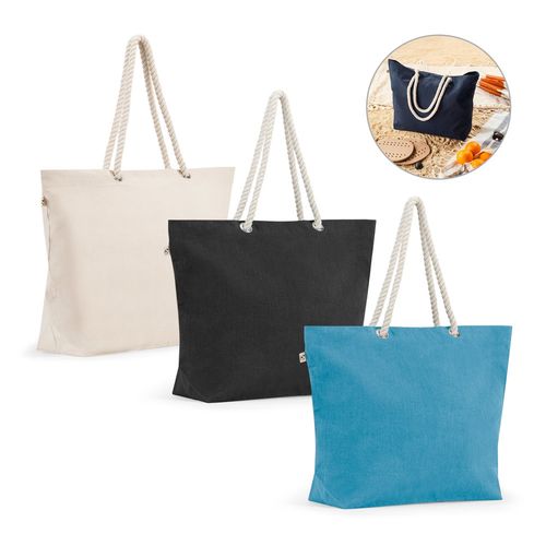 ATHENS. BOLSA DE PLAYA EN ALGODÓN RECICLADO (70%) Y POLIÉSTER RECICLADO (30%) (220 G/M²)