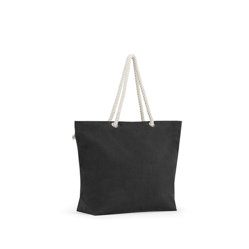 black ATHENS. Bolsa de playa en algodón reciclado (70%) y poliéster reciclado (30%) (220 g/m²)