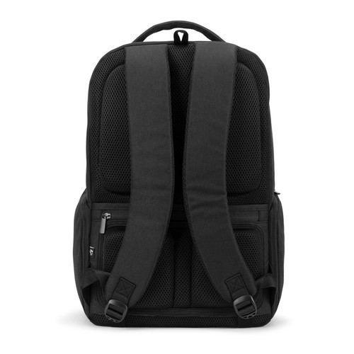 black COPENHAGEN. Mochila de sarga reciclada repelente al agua con dos grandes bolsillos delanteros de 17'3 pulgadas
