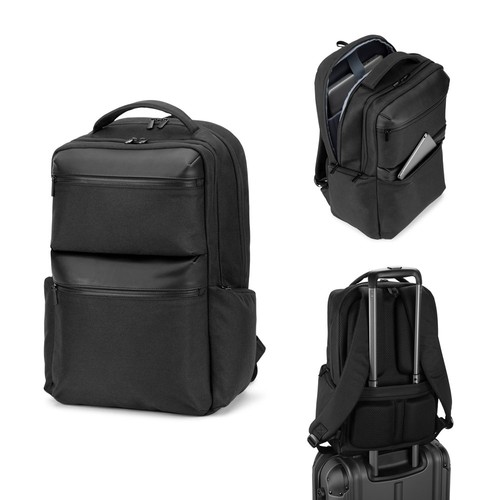 COPENHAGEN. Mochila de sarga reciclada repelente al agua con dos grandes bolsillos delanteros de 17'3 pulgadas, Merchandising, artículos personalizados para tu promoción de marca
