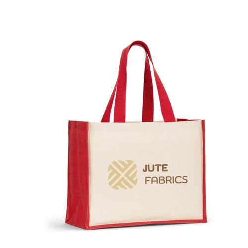 HELSINQUE COLOUR. BOLSA DE LONA (320 G/M²), CON FONDO Y LATERALES DE YUTE LAMINADO (350 G/M²) EN COLORES