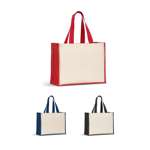 HELSINQUE COLOUR. Sac en toile (320 g/m²), avec fond et côtés en jute laminé (350 g/m²) de couleur - Image 1