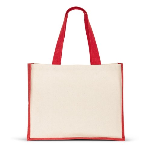 HELSINQUE COLOUR. Bolsa de lona (320 g/m²), con fondo y laterales de yute laminado (350 g/m²) en colores