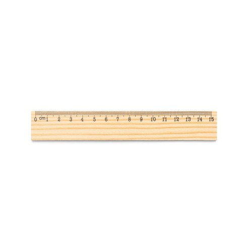 luz natural WESLEY 15. Regla de madera de pino con escala de 15 cm
