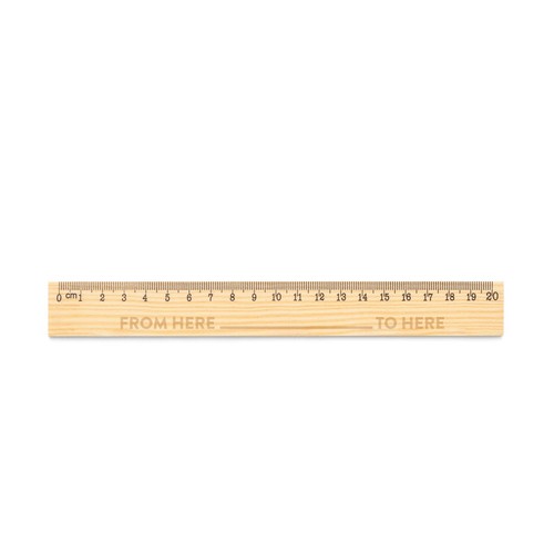 WESLEY 20. REGLA DE MADERA DE PINO CON ESCALA DE 20 CM