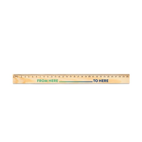 WESLEY 30. REGLA DE MADERA DE PINO CON ESCALA DE 30 CM