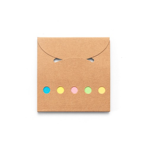 natural AINSLEY. Set de oficina 2 en 1, fabricado con papel 100% reciclado, con 6 blocs de notas adhesivas