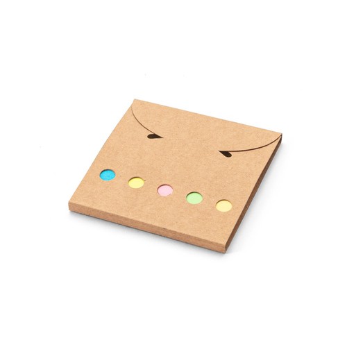 natural AINSLEY. Set de oficina 2 en 1, fabricado con papel 100% reciclado, con 6 blocs de notas adhesivas
