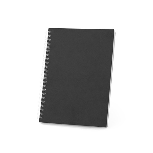 black SCHILLER. Bloc de notas A5 con tapa flexible, fabricado con papel 100% reciclado