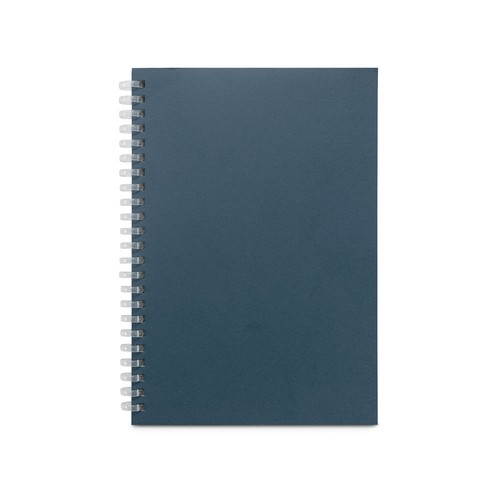 blue SCHILLER. Bloc de notas A5 con tapa flexible, fabricado con papel 100% reciclado