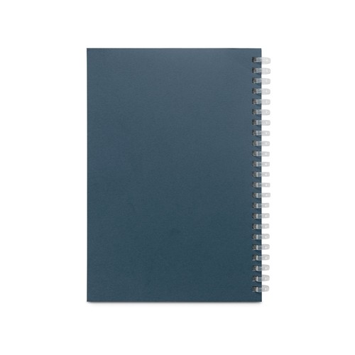 blue SCHILLER. Bloc de notas A5 con tapa flexible, fabricado con papel 100% reciclado
