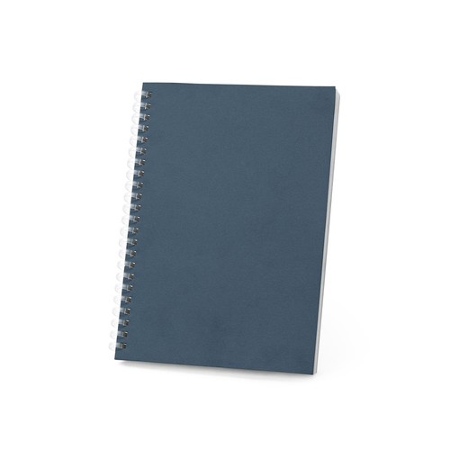 blue SCHILLER. Bloc de notas A5 con tapa flexible, fabricado con papel 100% reciclado