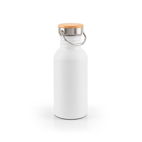 white EWING. Botella de acero inoxidable de pared simple (90% reciclada)