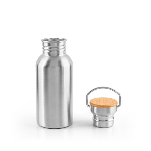 plateado satinado EWING. Botella de acero inoxidable de pared simple (90% reciclada)