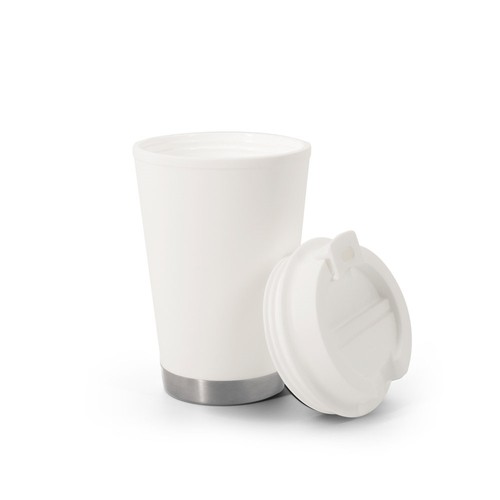 white FIGLIOLI. Vaso de viaje de PP de doble pared a prueba de fugas