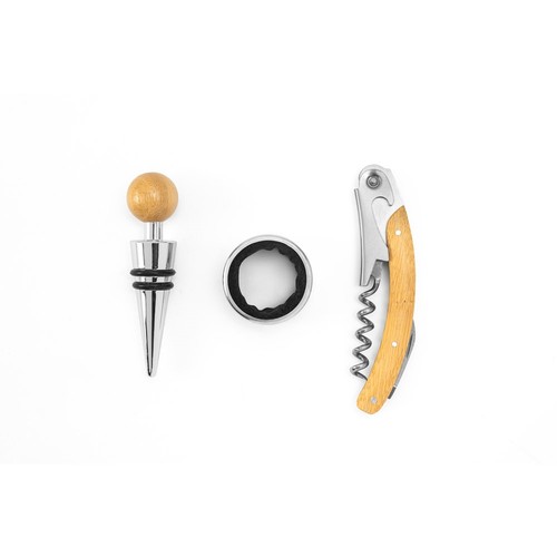 natural SAVORY. Juego de vino de bambú y acero inoxidable