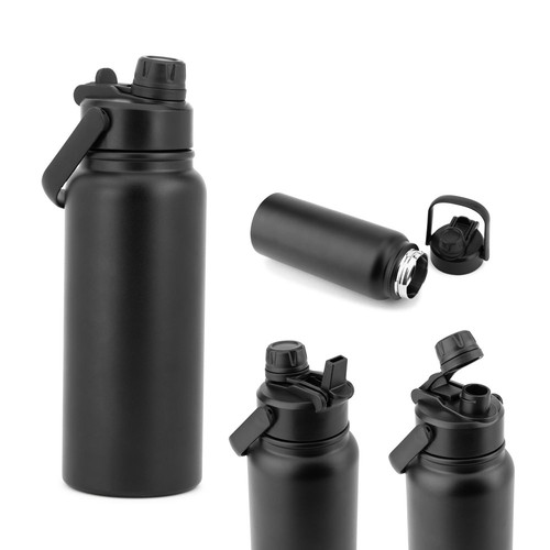 ALCARAZ. Botella de acero inoxidable (90% reciclado), doble pared aislada al vacío, Merchandising, artículos personalizados para tu promoción de marca