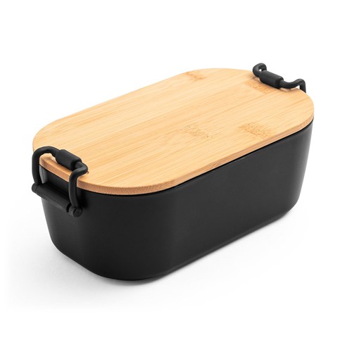 black MAHLEB. Caja hermética de PP con tapa de bambú